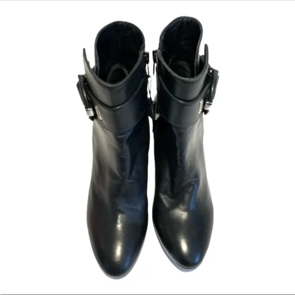 Napoleoni Heeled Black Leather Booties NWT