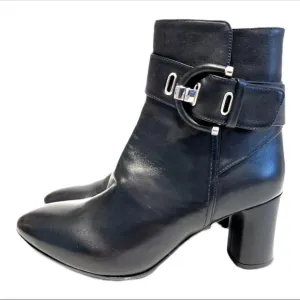 Napoleoni Heeled Black Leather Booties NWT
