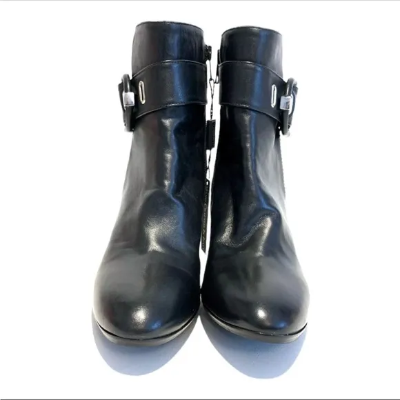 Napoleoni Heeled Black Leather Booties NWT