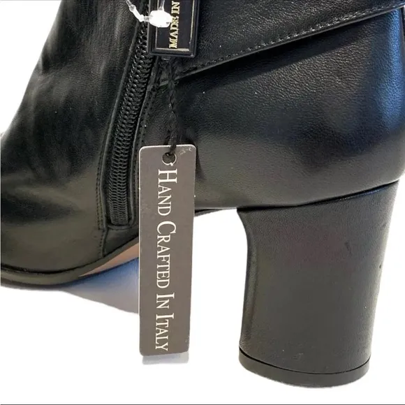 Napoleoni Heeled Black Leather Booties NWT