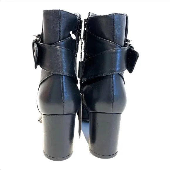 Napoleoni Heeled Black Leather Booties NWT