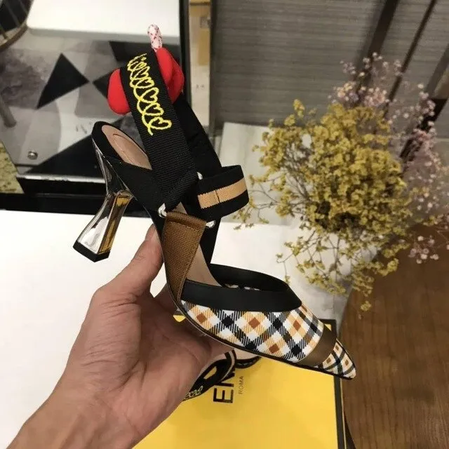 Nude Flat Shoes Women Brand Design Sandals Med Heels 5 cm Mesh Woman Cozy Pumps Lady Pointed Toe Slingbacks
