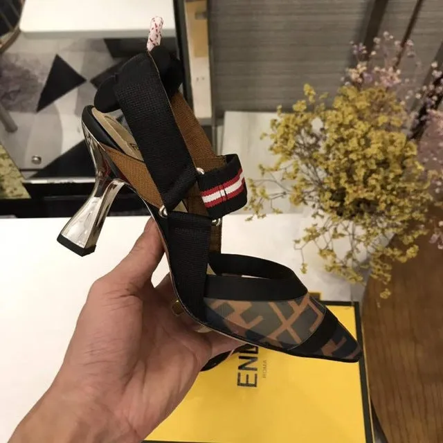 Nude Flat Shoes Women Brand Design Sandals Med Heels 5 cm Mesh Woman Cozy Pumps Lady Pointed Toe Slingbacks
