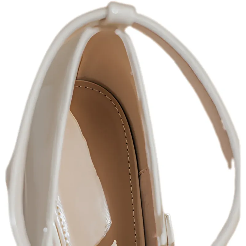 Nude Patent Cross-Strap Mary Janes