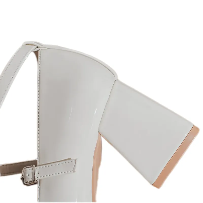 Nude Patent Cross-Strap Mary Janes