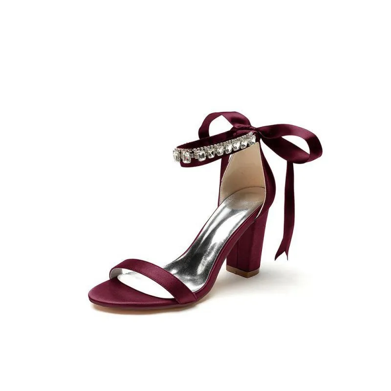 Open Toe Ribborn Tie High Heels Party