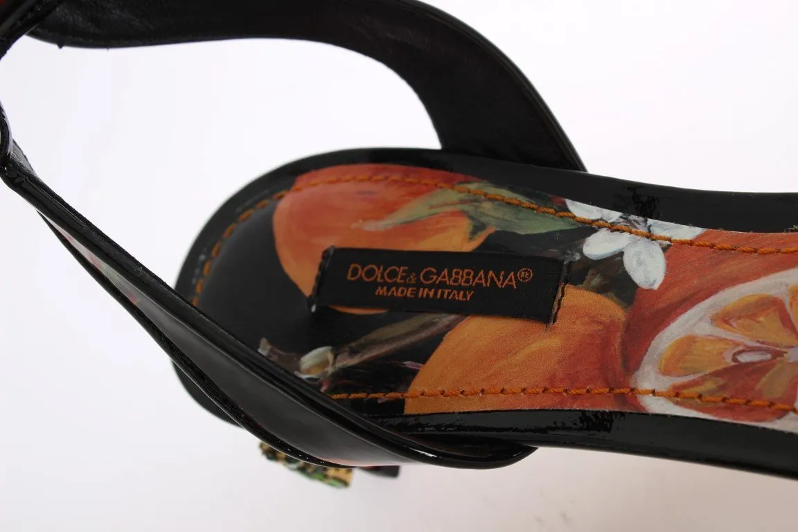 Orange Crystal Leather Slingbacks