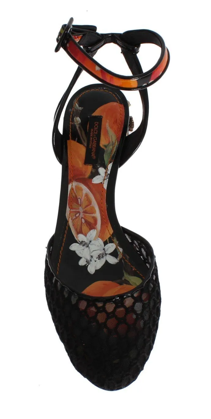 Orange Crystal Leather Slingbacks