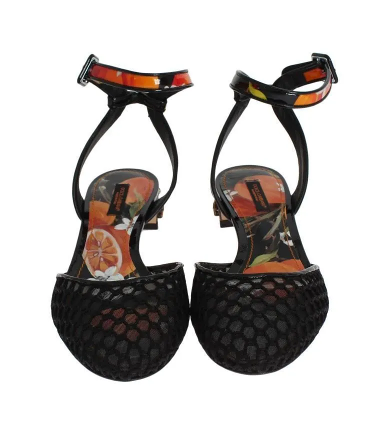 Orange Crystal Leather Slingbacks