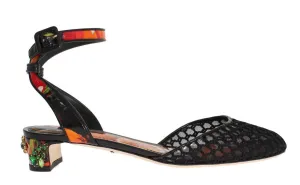 Orange Crystal Leather Slingbacks