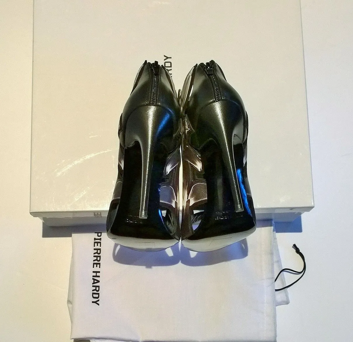 Pierre Hardy Black and White Laser Cut Lily Sale Heels Discount Shoes