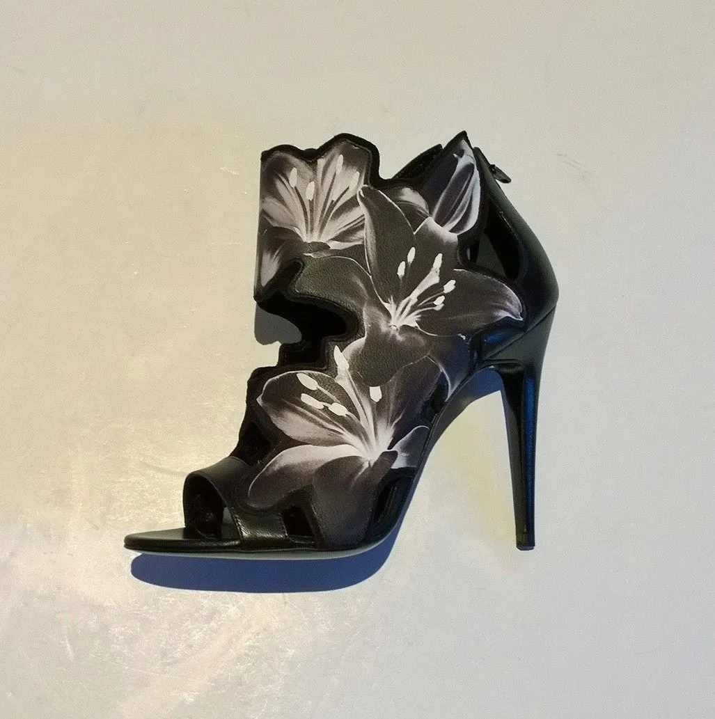 Pierre Hardy Black and White Laser Cut Lily Sale Heels Discount Shoes