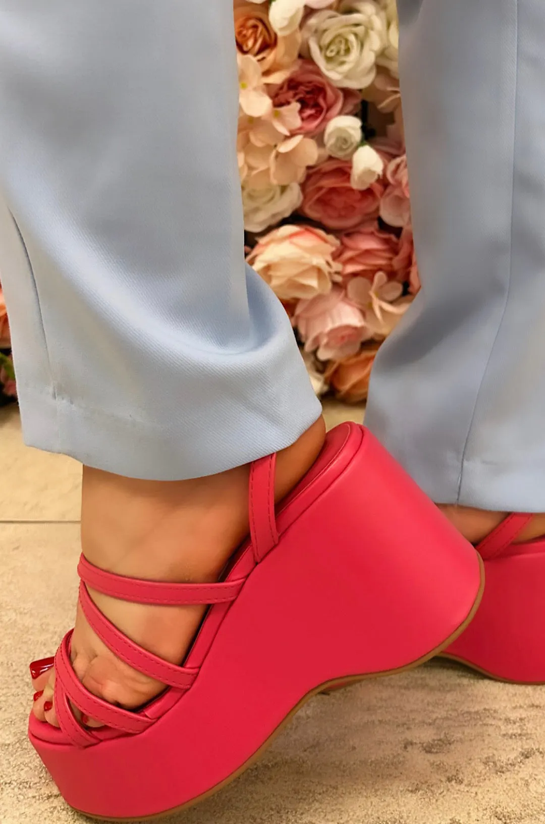 Pink Espadrille Platform Sandals
