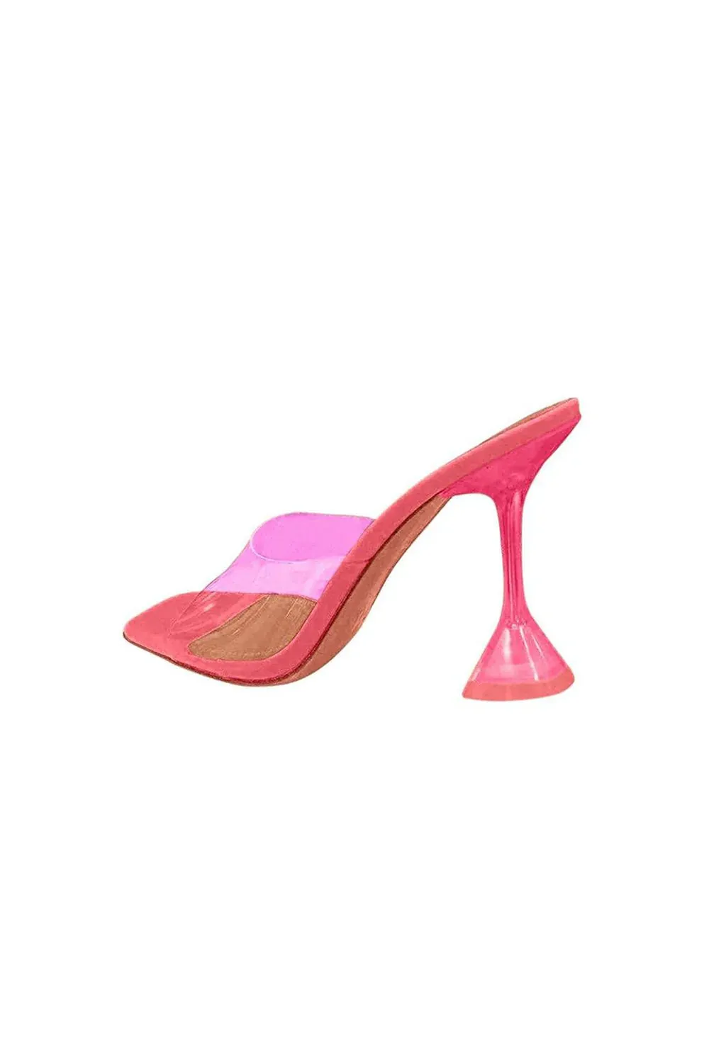 Pink High Heel Naked Mules Sandals