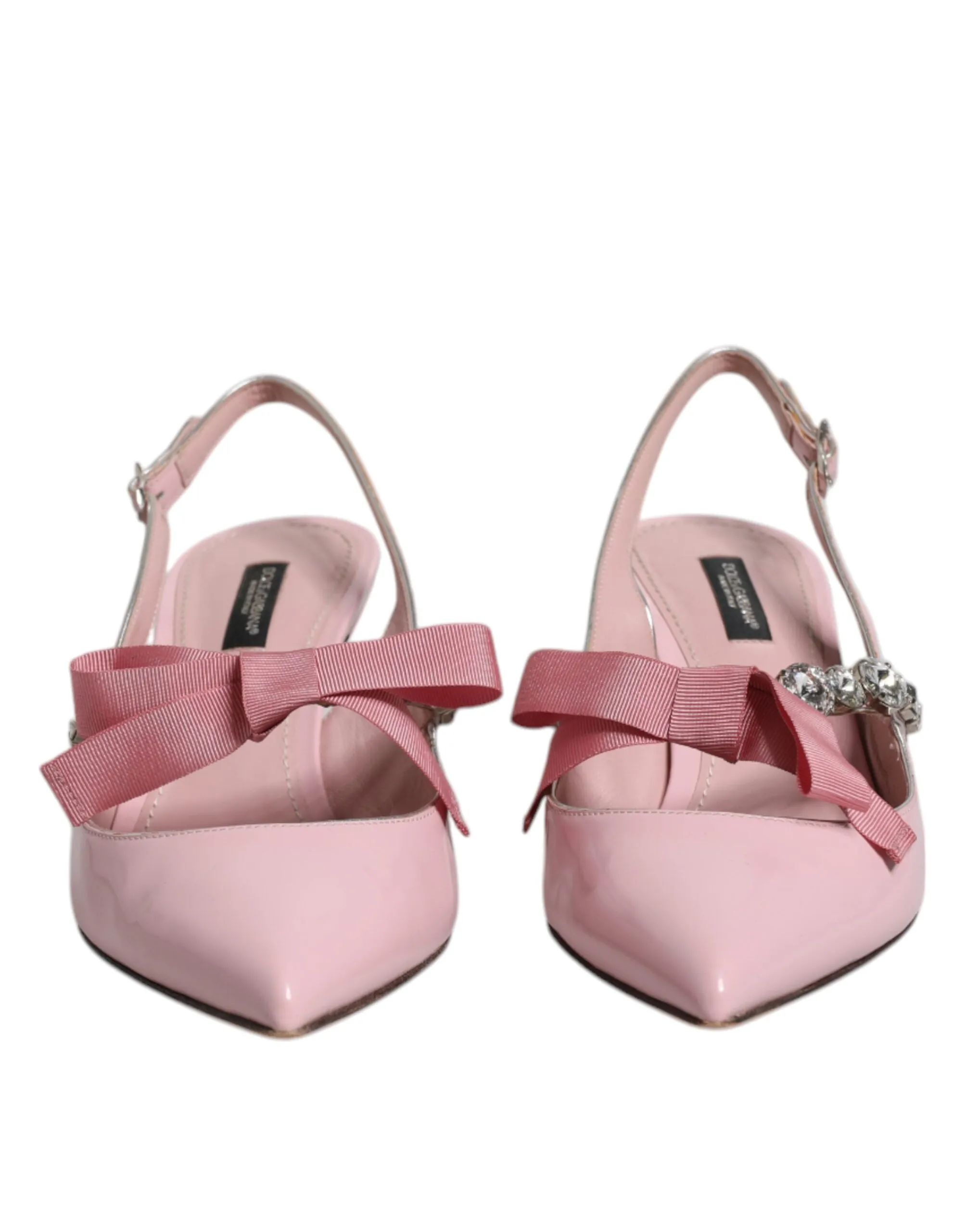 Pink Patent Leather Crystal Slingbacks Shoes