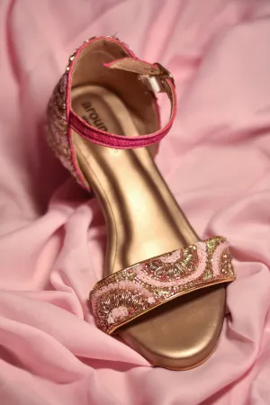 Pink Sequins Embroidered Heels