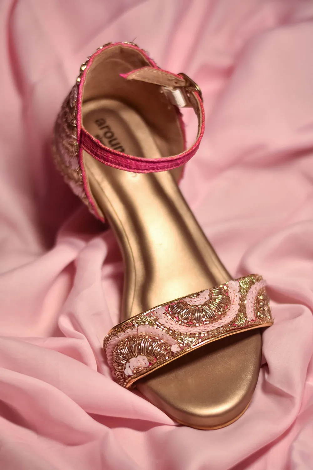 Pink Sequins Embroidered Heels