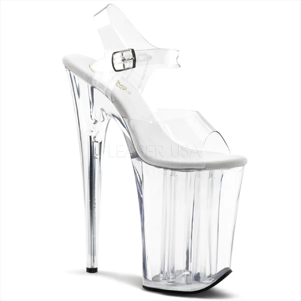 PLEASER INFINITY-908 Clear 9 Inch Heel Sandals