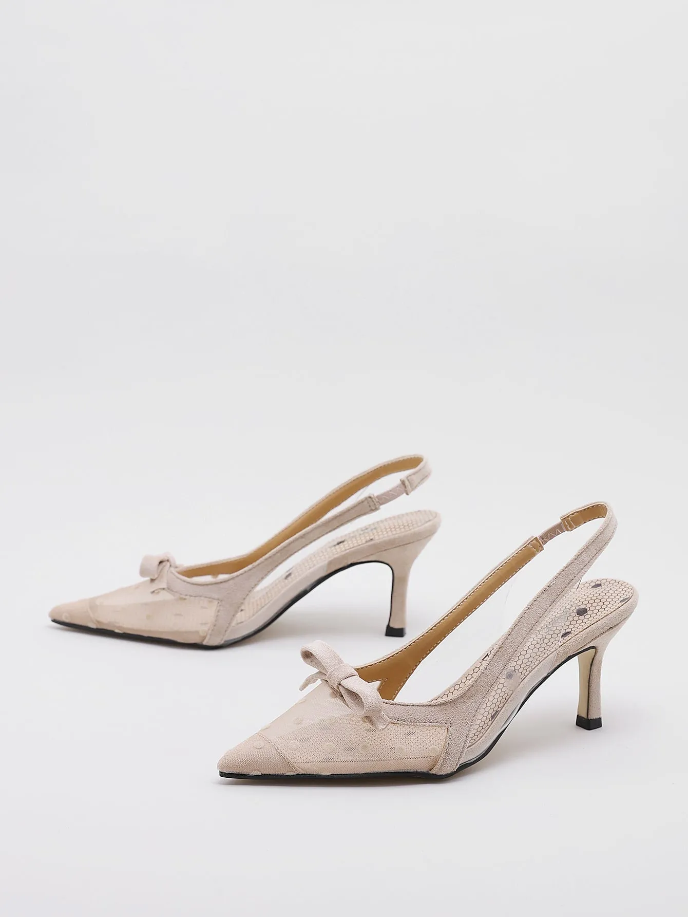 Point Toe Polka Dot Pumps - Khaki - FD ⚡