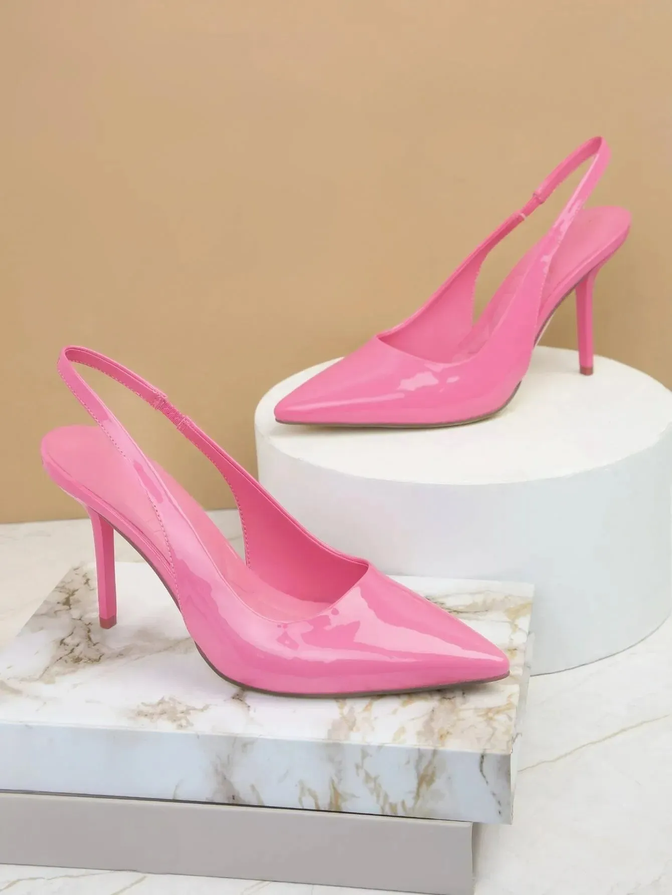 Pointed Patterned High Heel Sandals