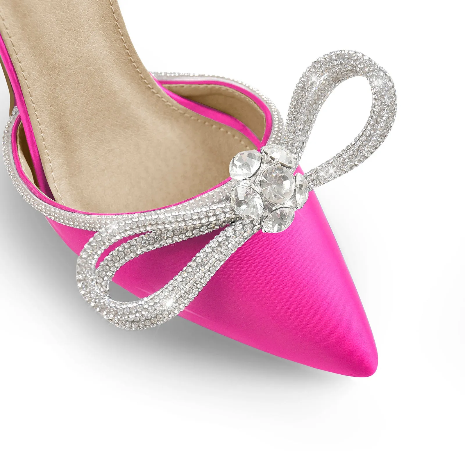 Pointed Toe Diamante Bow Stiletto Pumps