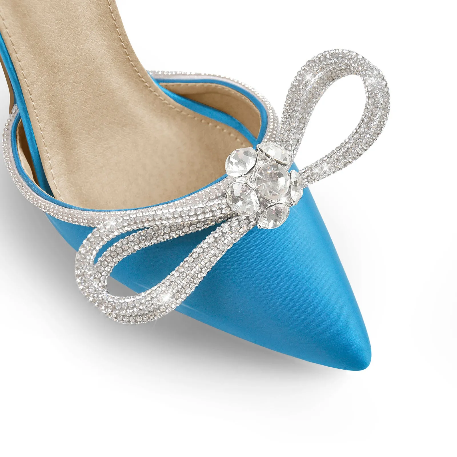 Pointed Toe Diamante Bow Stiletto Pumps