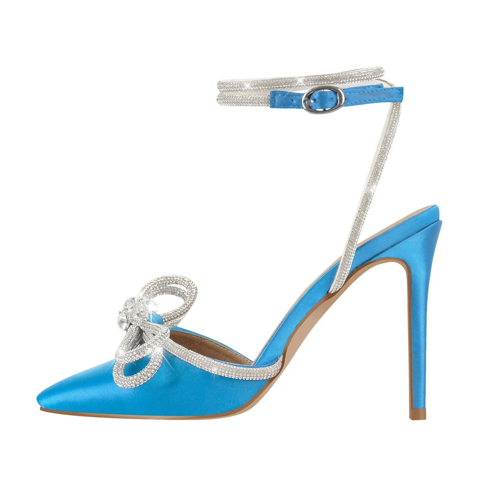 Pointed Toe Diamante Bow Stiletto Pumps
