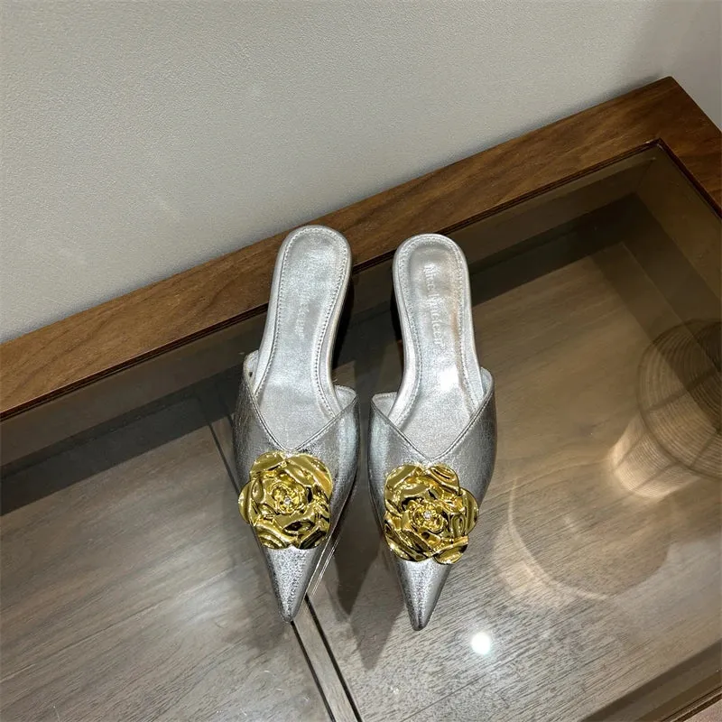 Pointed Toe High Heel Slippers