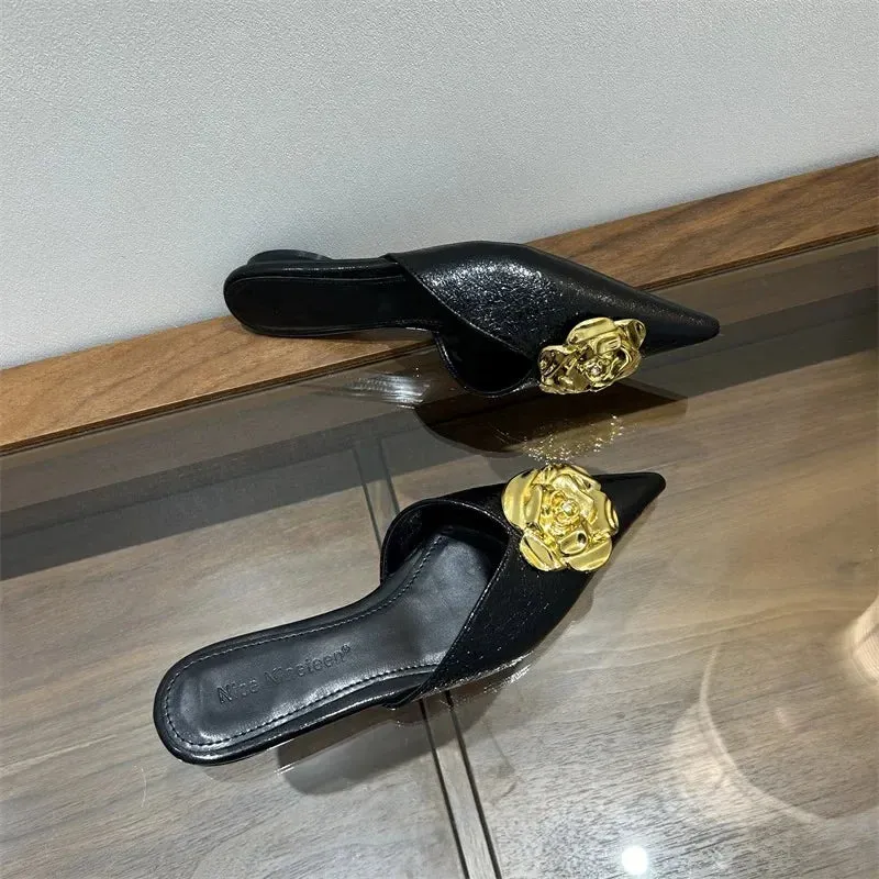 Pointed Toe High Heel Slippers