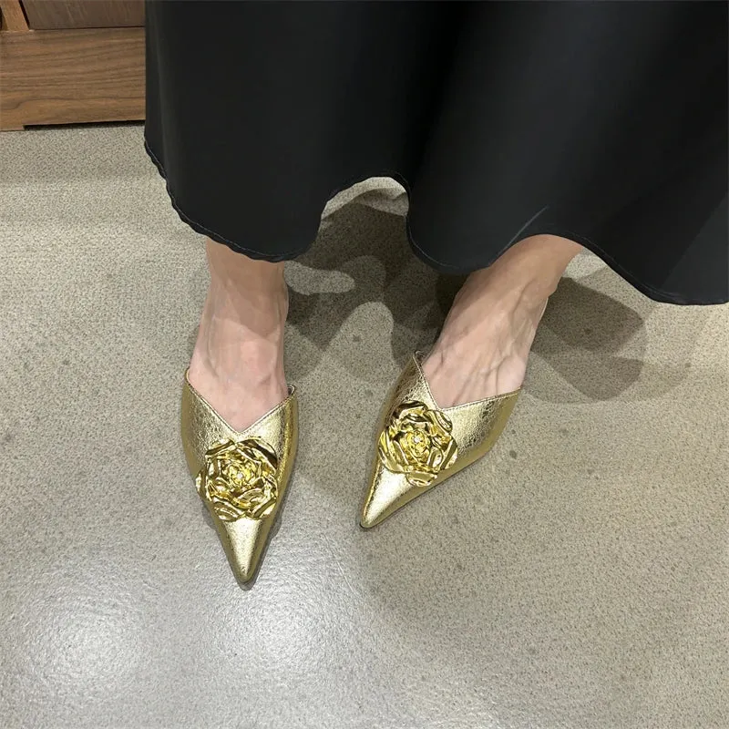 Pointed Toe High Heel Slippers