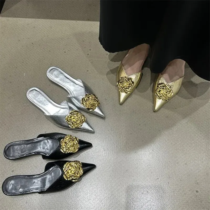 Pointed Toe High Heel Slippers