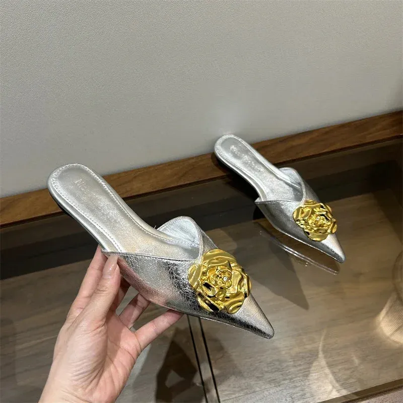 Pointed Toe High Heel Slippers