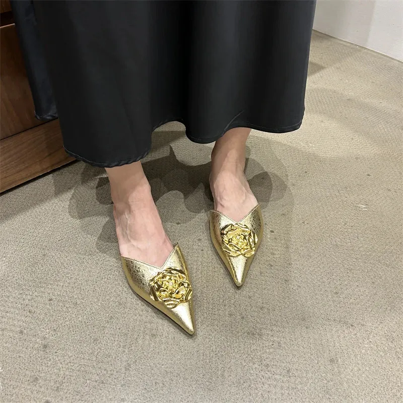 Pointed Toe High Heel Slippers