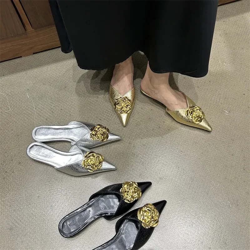 Pointed Toe High Heel Slippers