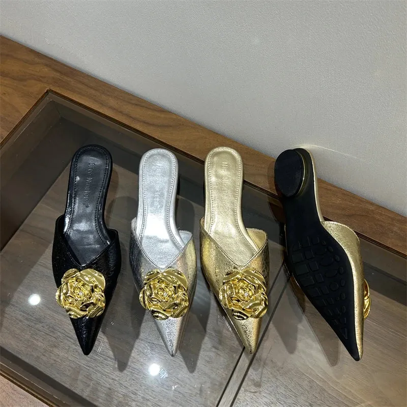 Pointed Toe High Heel Slippers