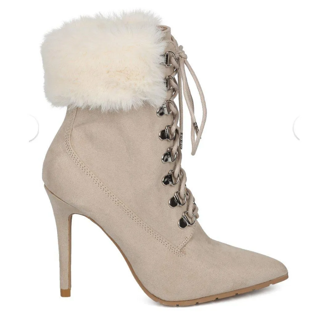 Pointy Toe Corset Lace Up Bootie