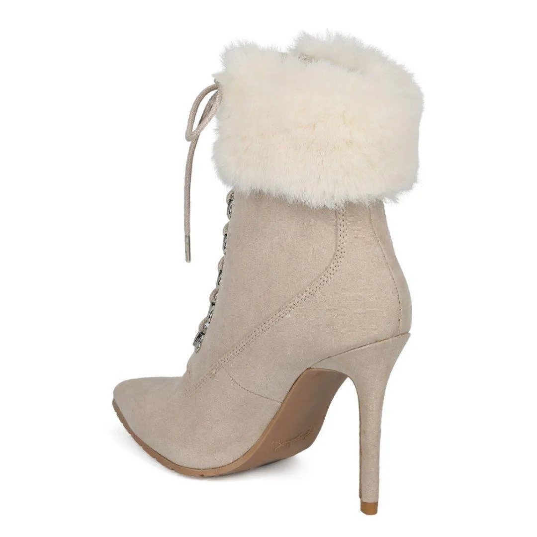 Pointy Toe Corset Lace Up Bootie