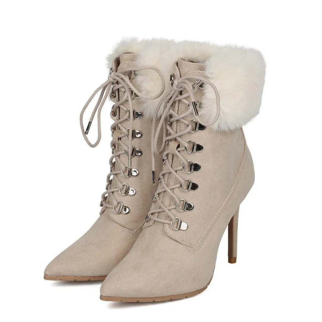 Pointy Toe Corset Lace Up Bootie