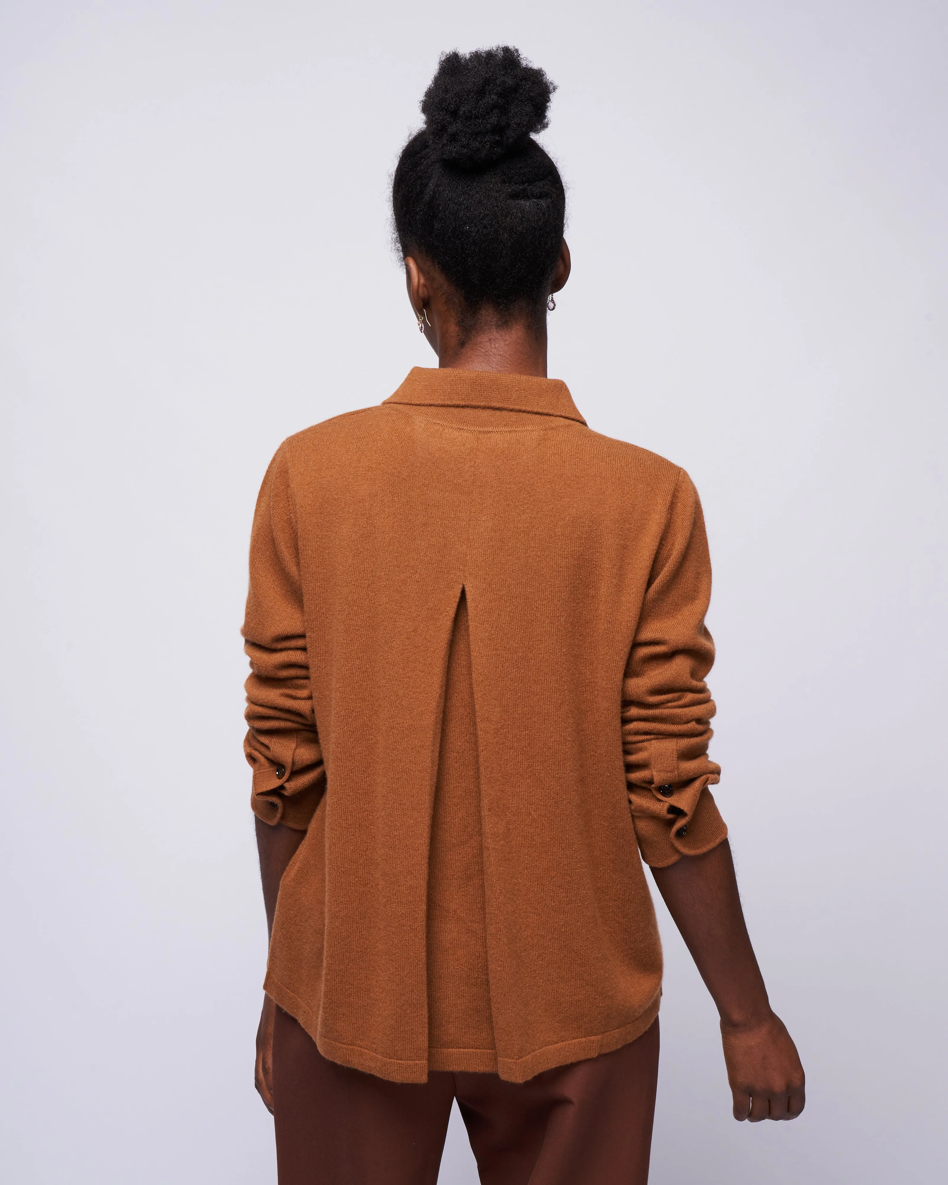 polo cardigan - pecan