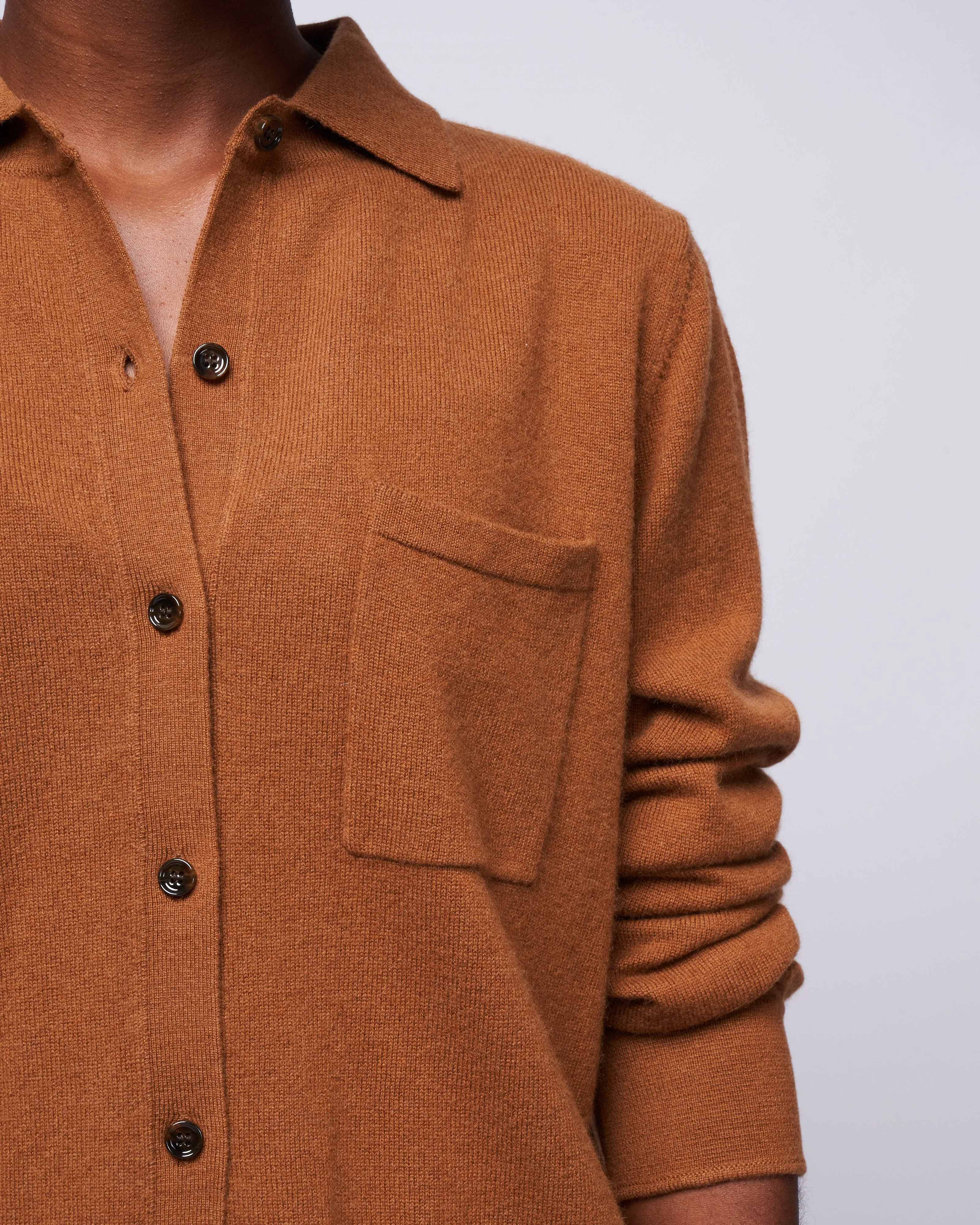 polo cardigan - pecan