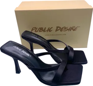 Public Desire Black Arwen Satin Heels UK 6