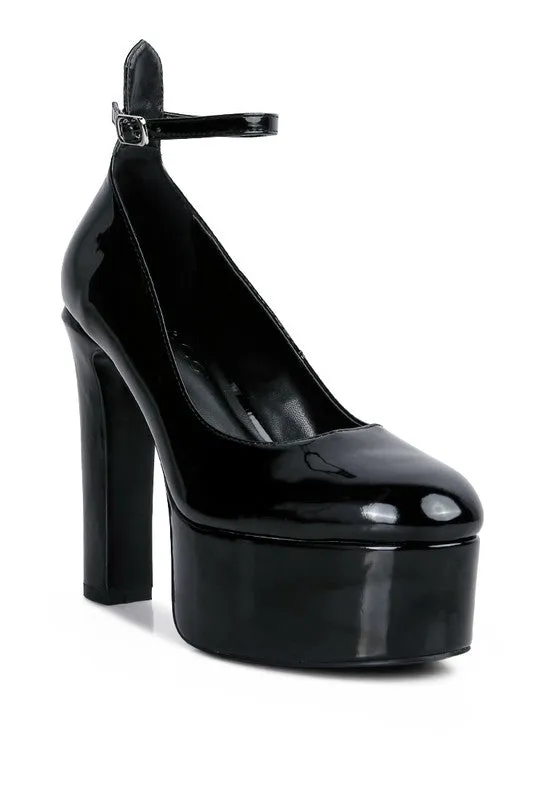 Rag & Co Black Size 8 Patent Pu Maryjane Platform Shoes