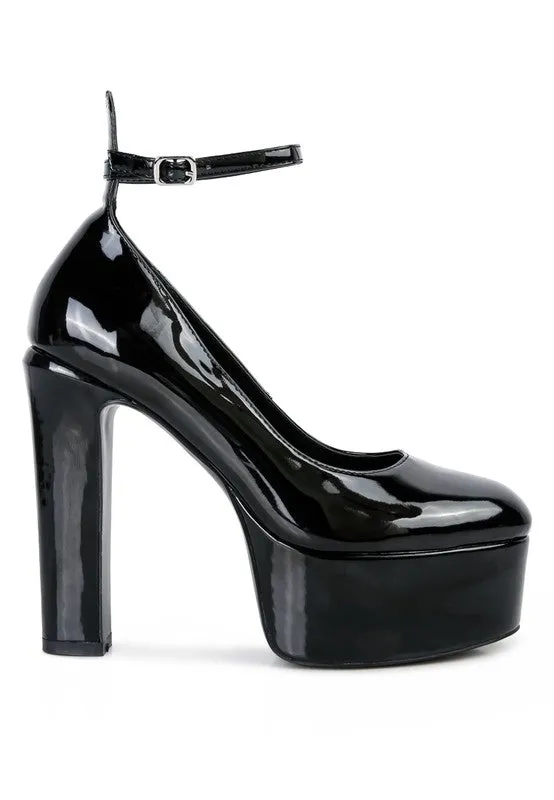 Rag & Co Black Size 8 Patent Pu Maryjane Platform Shoes