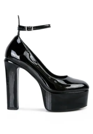 Rag & Co Black Size 8 Patent Pu Maryjane Platform Shoes