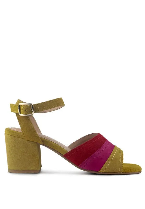 Rag & Co Mon Beau Fine Suede Block Heeled Sandal