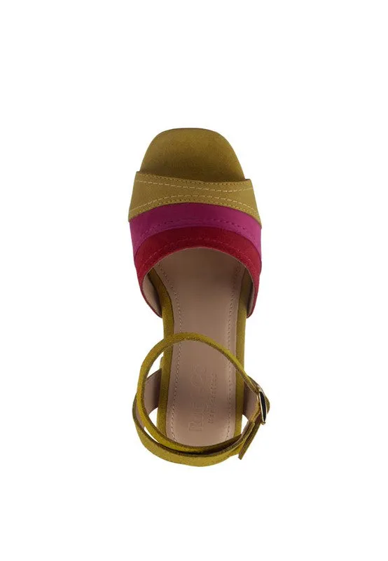 Rag & Co Mon Beau Fine Suede Block Heeled Sandal