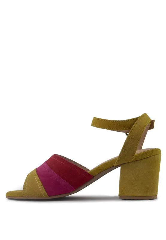 Rag & Co Mon Beau Fine Suede Block Heeled Sandal