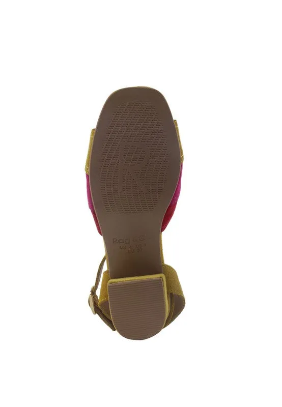 Rag & Co Mon Beau Fine Suede Block Heeled Sandal