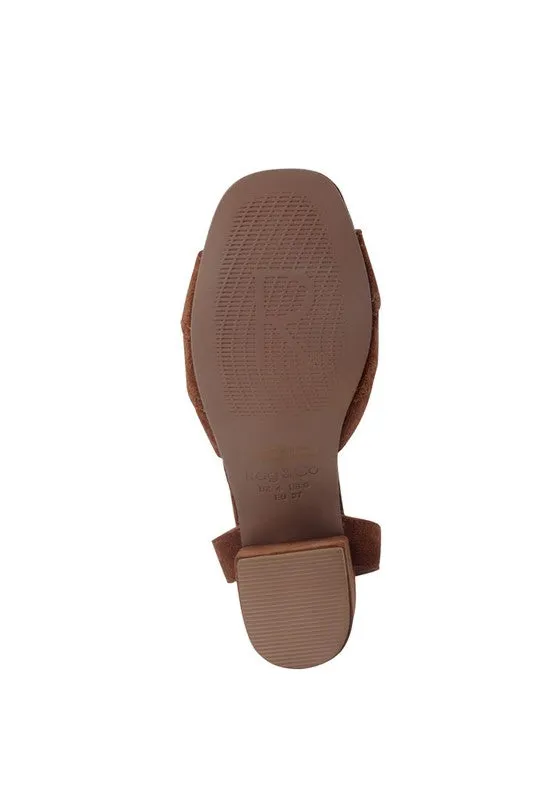Rag & Co Mon Beau Fine Suede Block Heeled Sandal