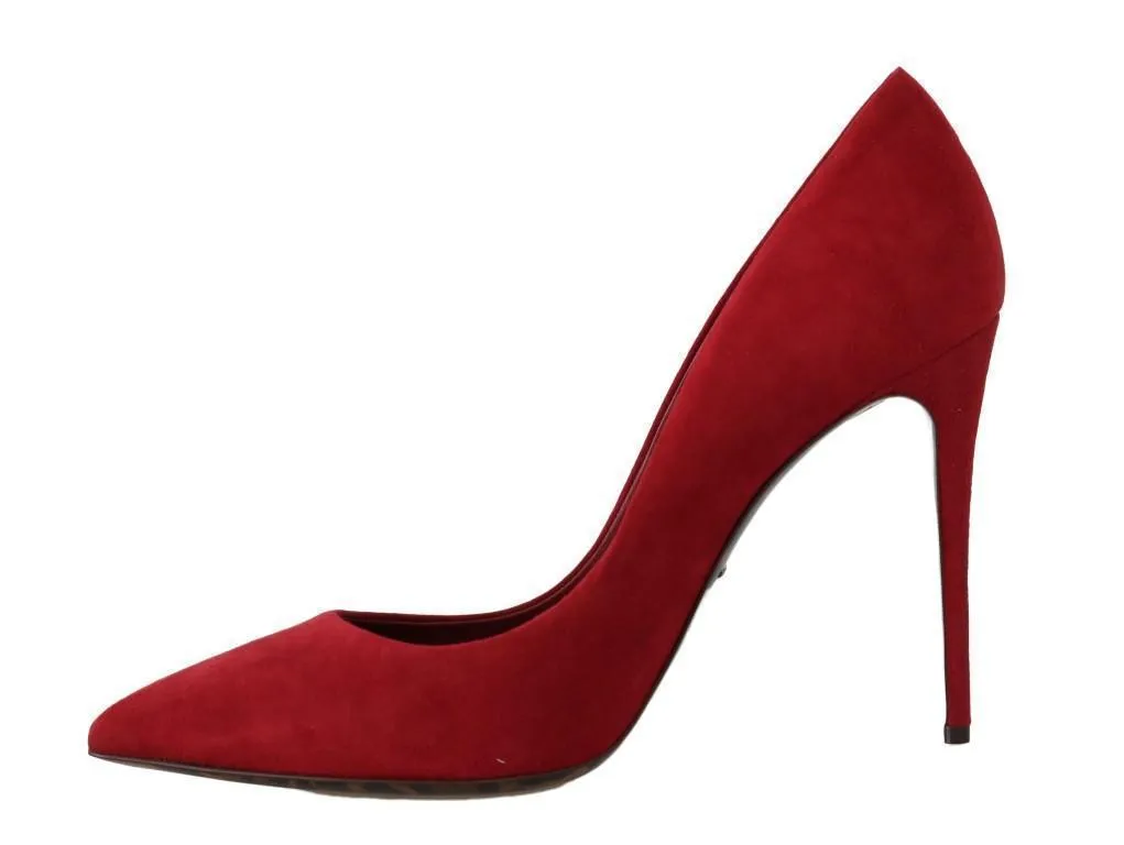 Red Suede Stilettos Heels Pumps